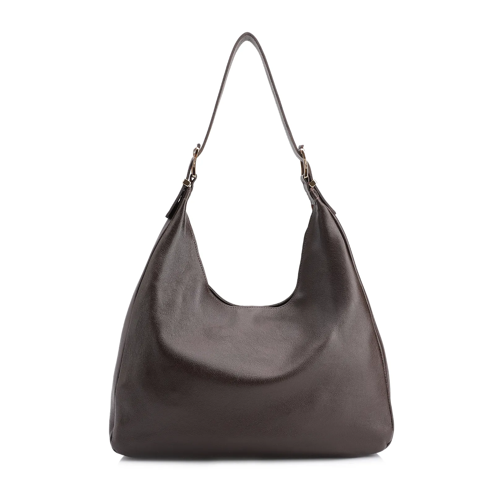 Bolsa Hobo Fivelas Couro Camurça Marrom Escuro