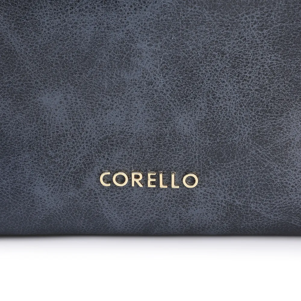 Bolsa Hobo Fivelas Couro Estonado Azul - imagem 6