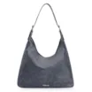 Bolsa Hobo Fivelas Couro Estonado Azul - imagem 1