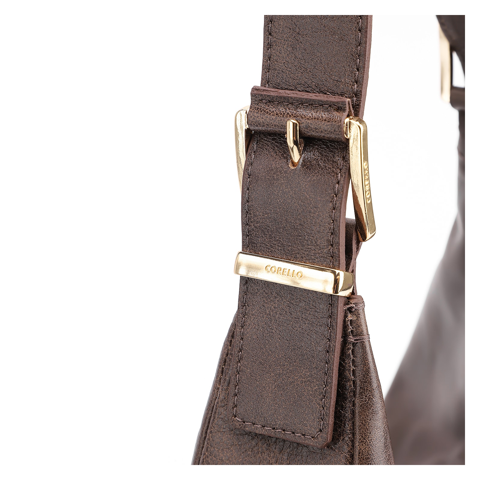 Bolsa Hobo Fivelas Couro Estonado Marrom