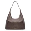 Bolsa Hobo Fivelas Couro Estonado Marrom - imagem 1