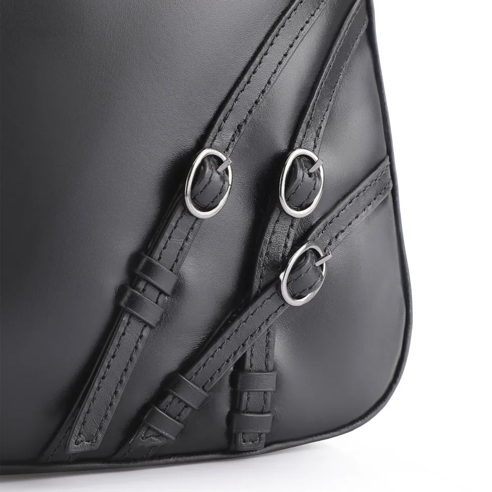 Bolsa Hobo Fivelas Couro Preto - imagem 5