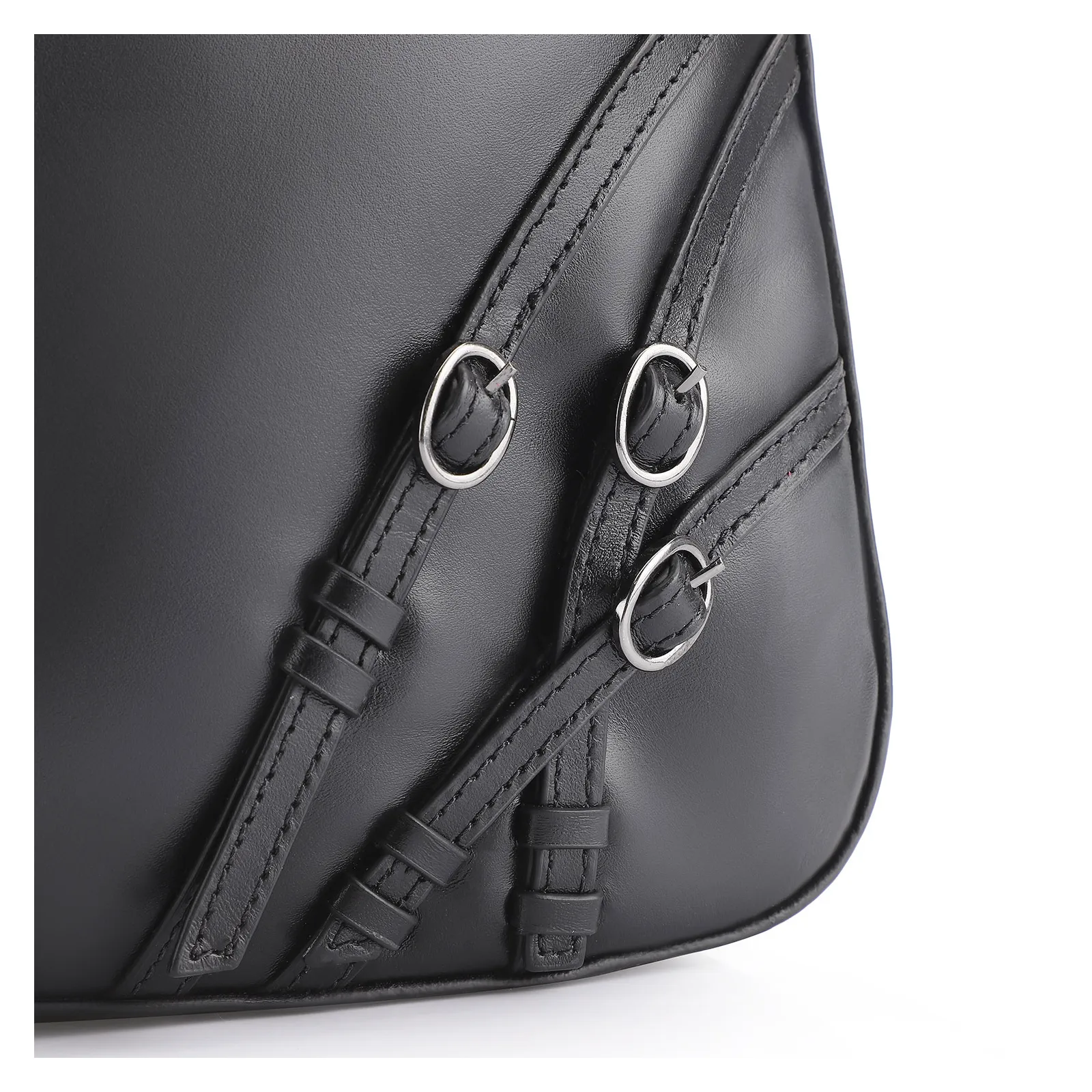 Bolsa Hobo Fivelas Couro Preto