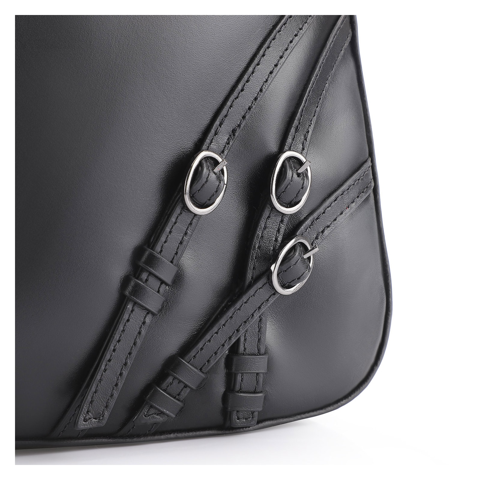 Bolsa Hobo Fivelas Couro Preto