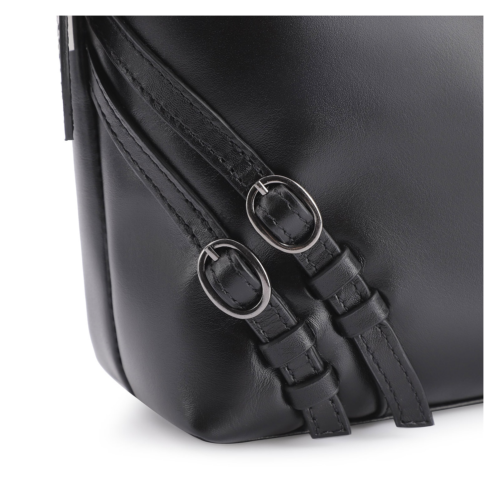 Bolsa Hobo Fivelas Couro Preto