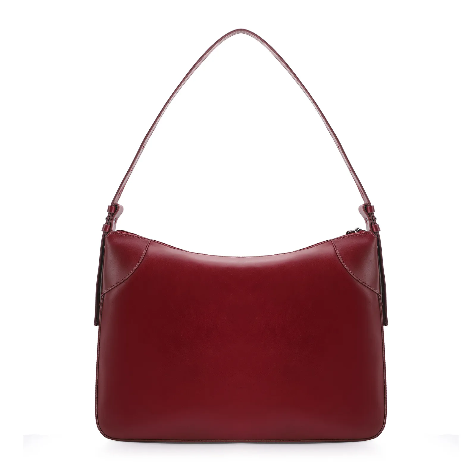 Bolsa Hobo Fivelas Couro Vermelho Cereja