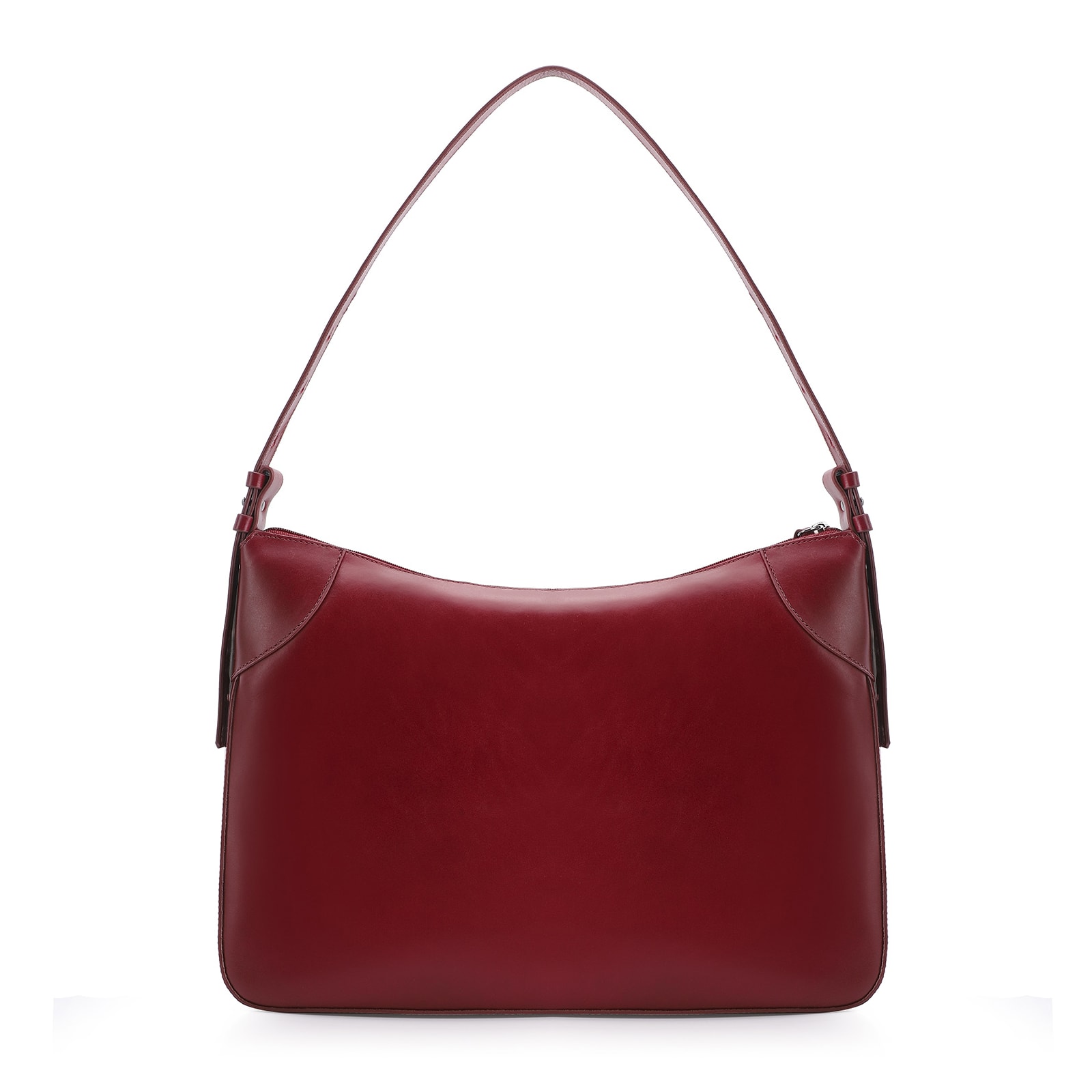 Bolsa Hobo Fivelas Couro Vermelho Cereja