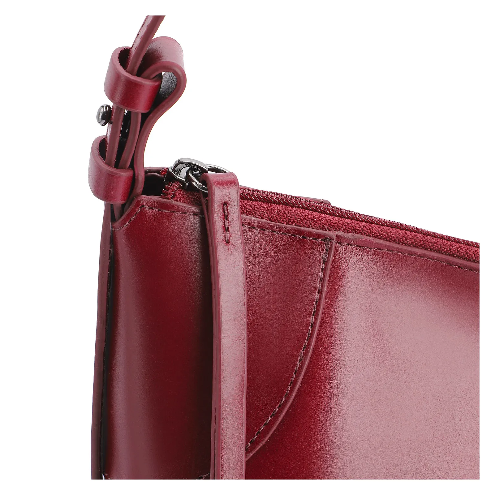 Bolsa Hobo Fivelas Couro Vermelho Cereja