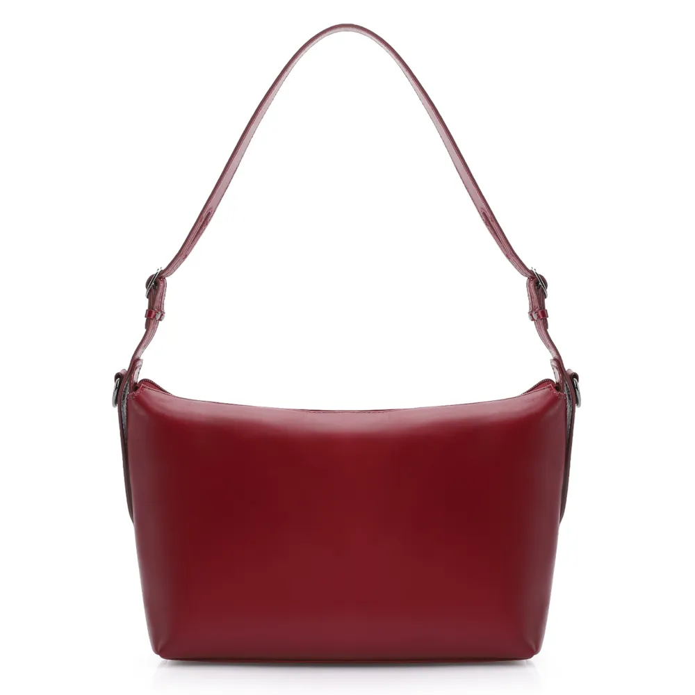Bolsa Hobo Fivelas Couro Vermelho Cereja - imagem 3