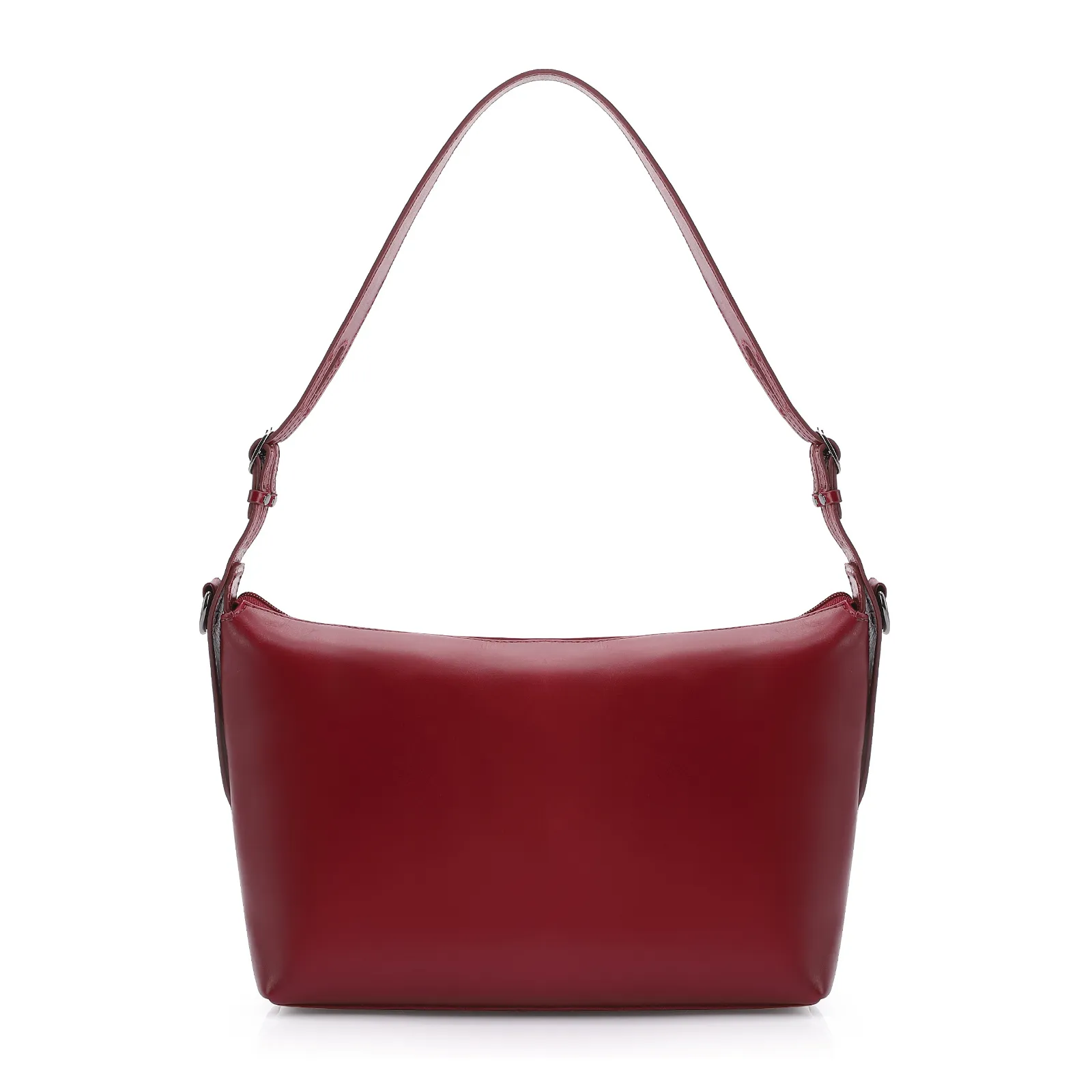 Bolsa Hobo Fivelas Couro Vermelho Cereja