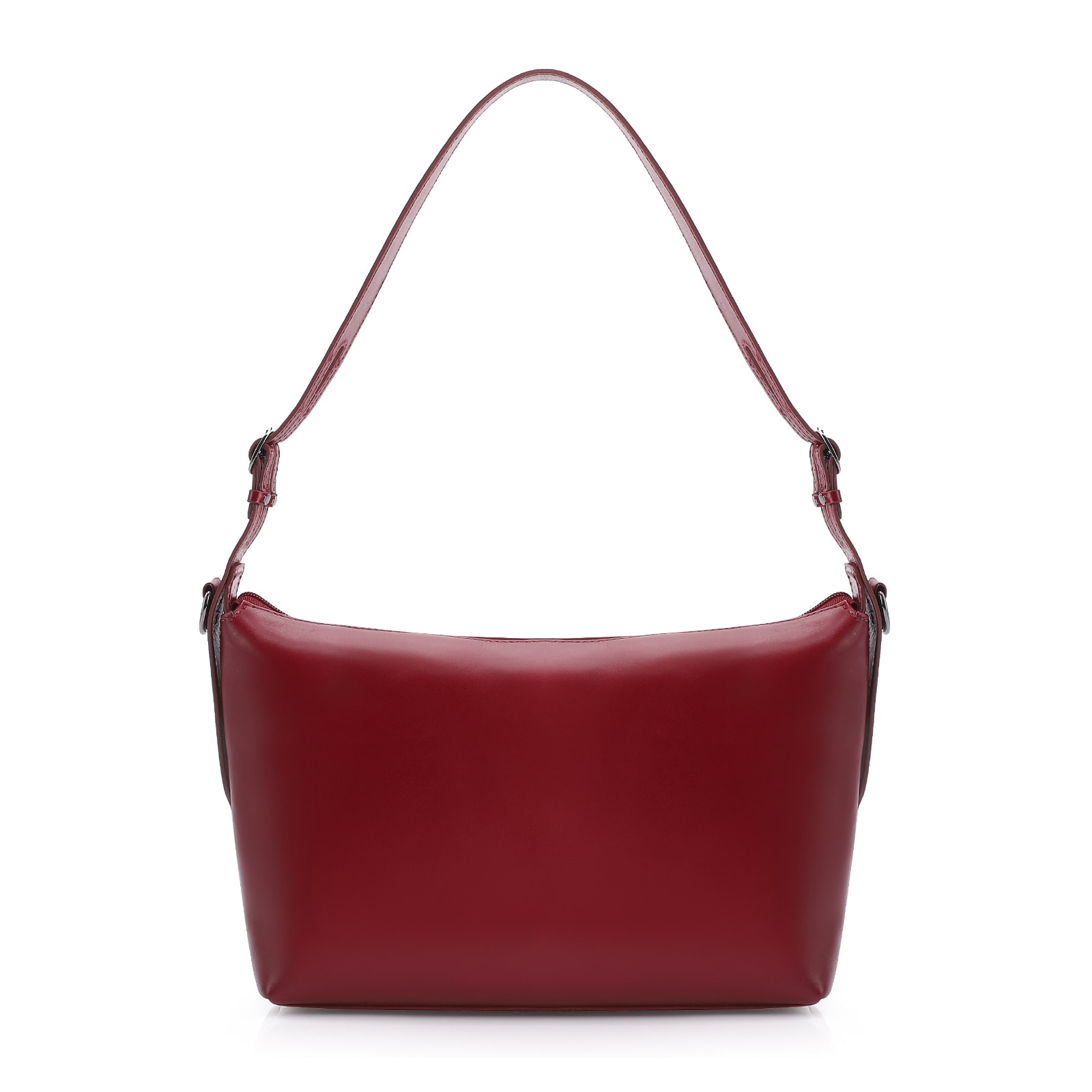 Bolsa Hobo Fivelas Couro Vermelho Cereja
