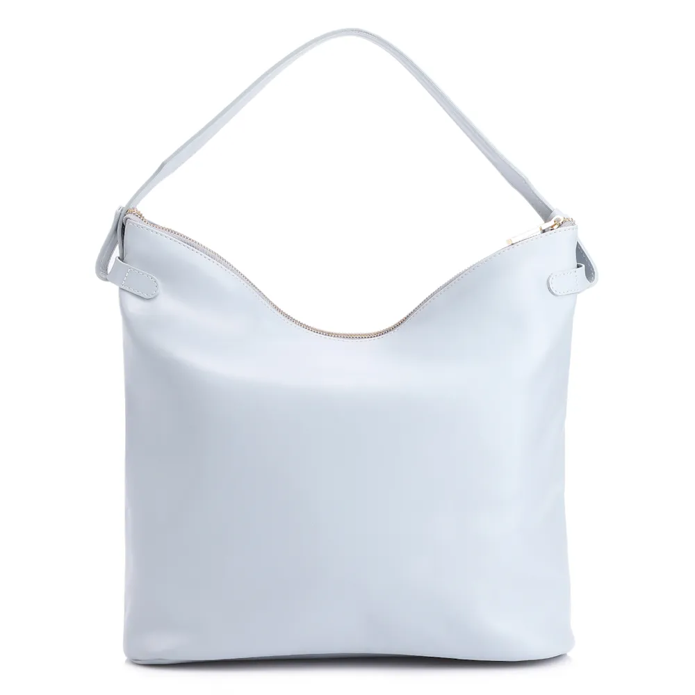Bolsa Hobo Flor Couro Azul - imagem 3