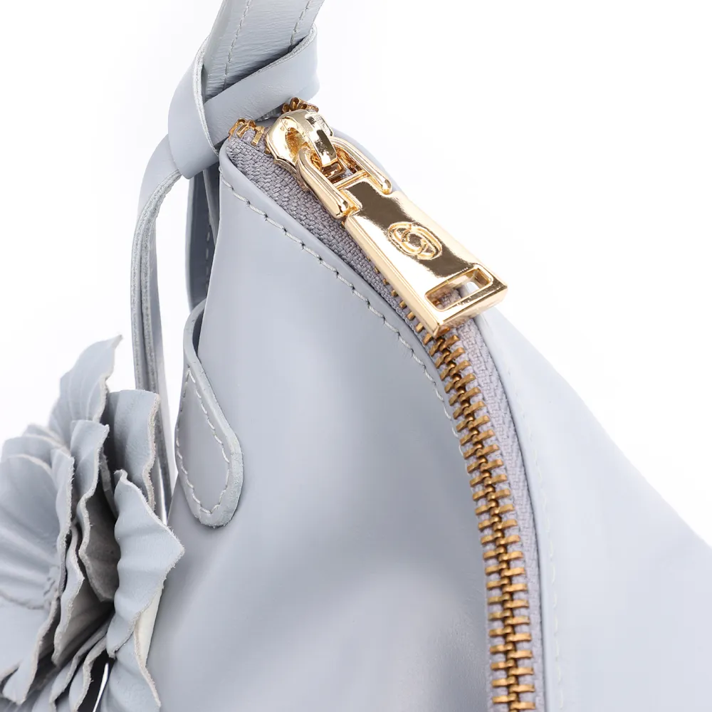 Bolsa Hobo Flor Couro Azul - imagem 5