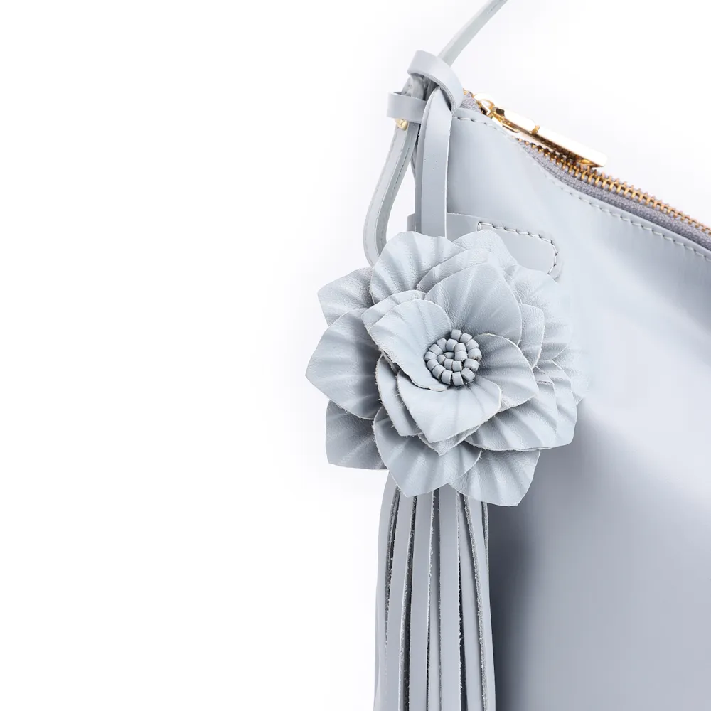 Bolsa Hobo Flor Couro Azul - imagem 7