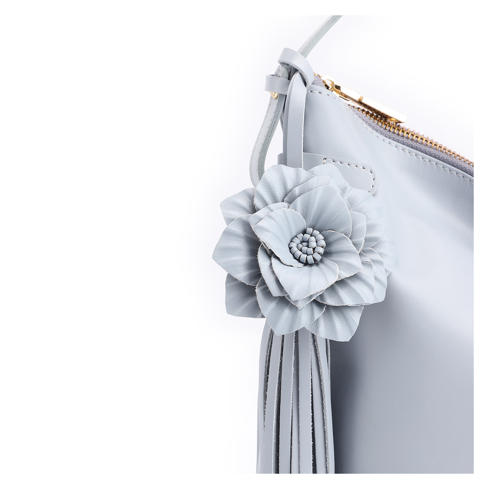 Bolsa Hobo Flor Couro Azul