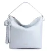 Bolsa Hobo Flor Couro Azul - imagem 1