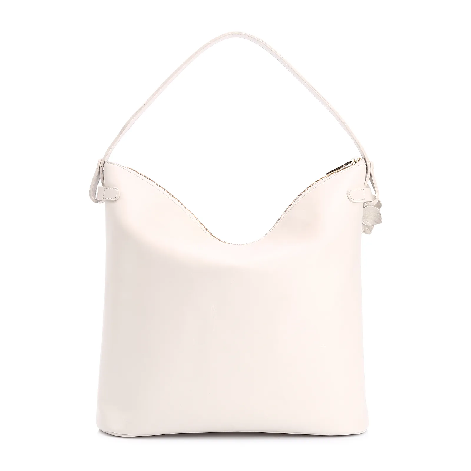 Bolsa Hobo Flor Couro Off White