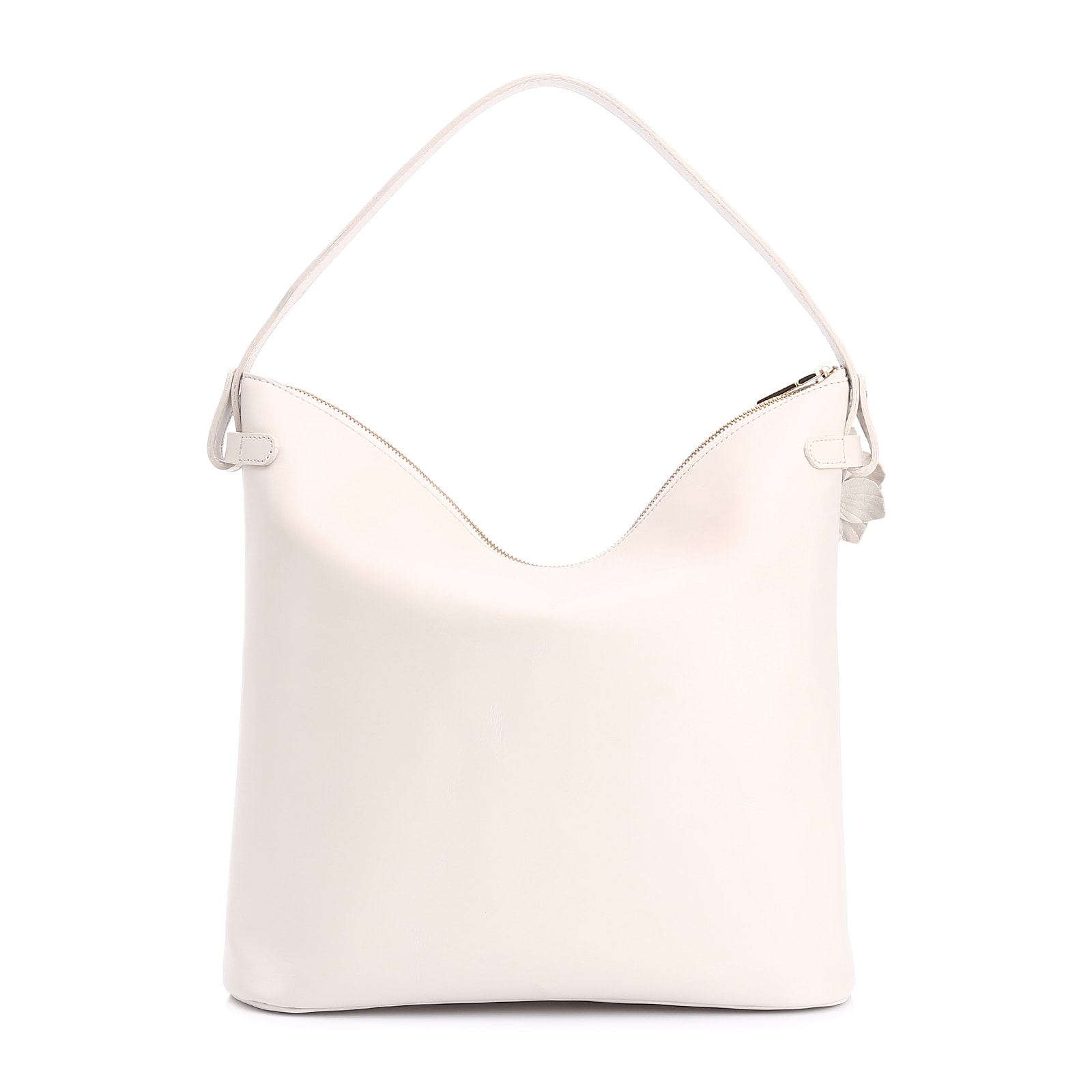 Bolsa Hobo Flor Couro Off White
