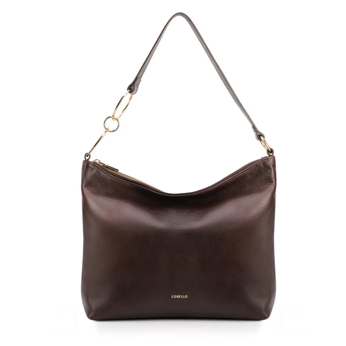 Bolsa Hobo Grande Couro Antique Marrom Argolas Alça