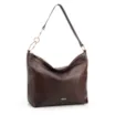  Bolsa Hobo Grande Couro Antique Marrom Argolas Alça - imagem 2