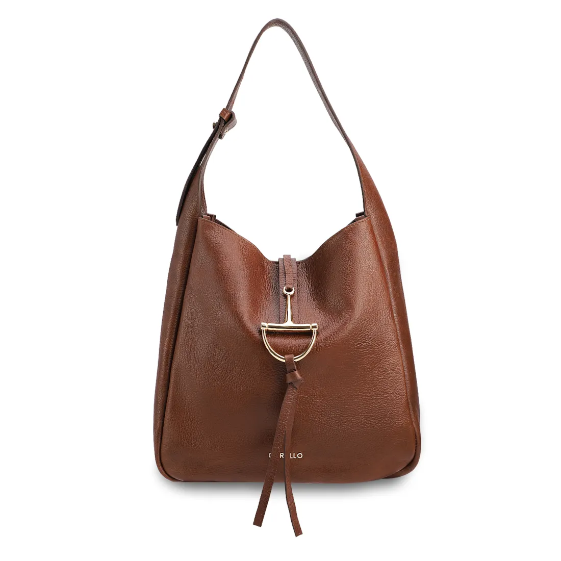 Bolsa Hobo Grande Couro Antique Marrom Escuro Fecho Pingente