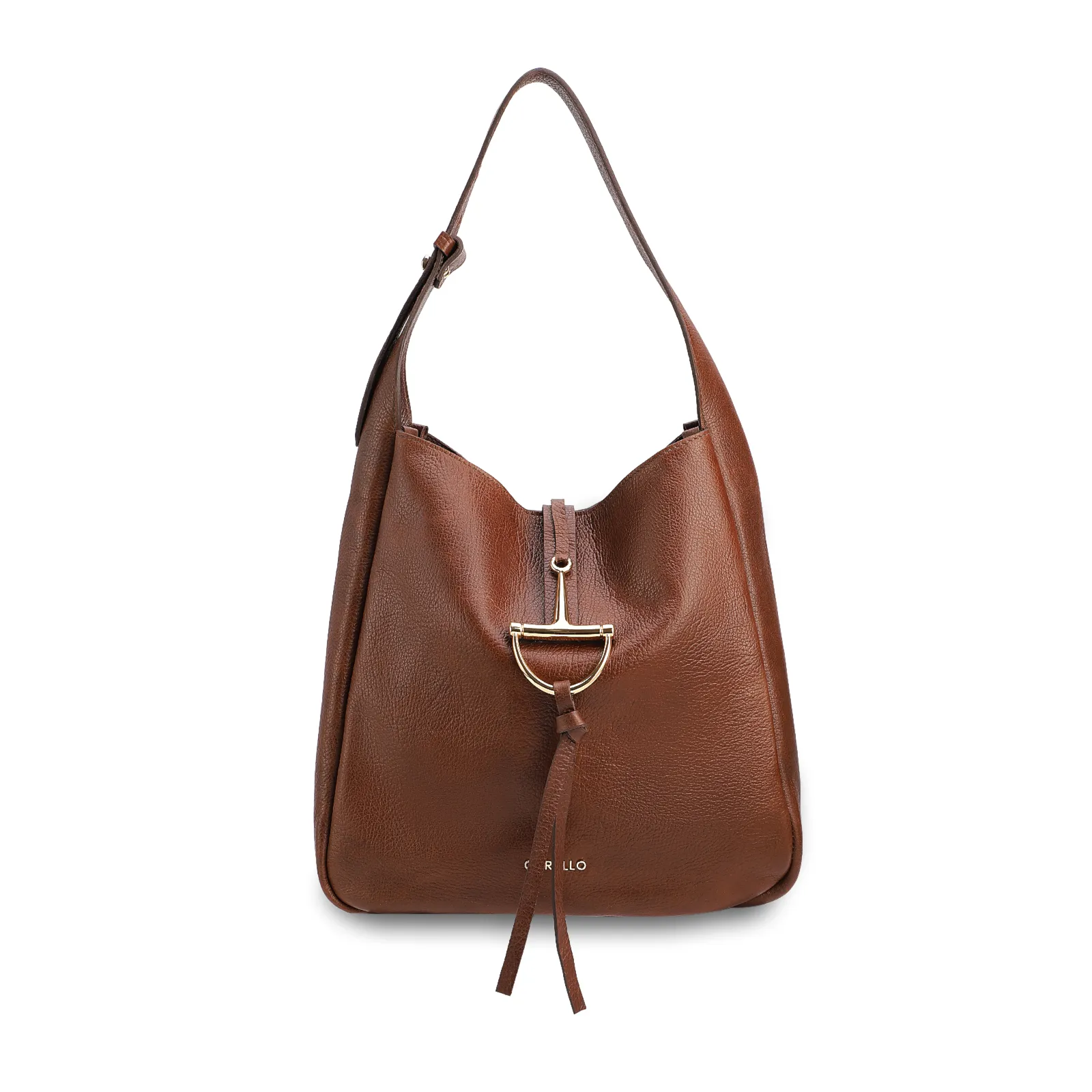 Bolsa Hobo Grande Couro Antique Marrom Escuro Fecho Pingente