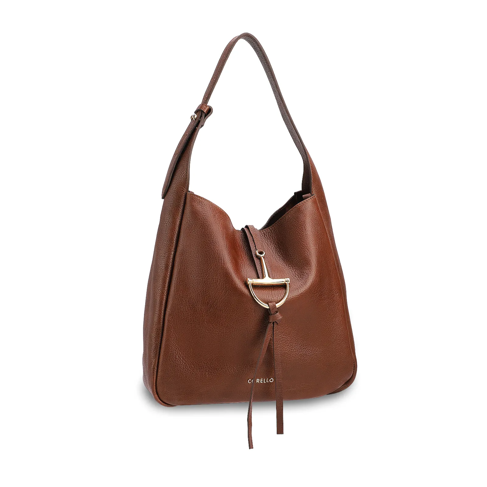 Bolsa Hobo Grande Couro Antique Marrom Escuro Fecho Pingente