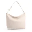  Bolsa Hobo Grande Couro Antique Off White Argolas Alça - imagem 2