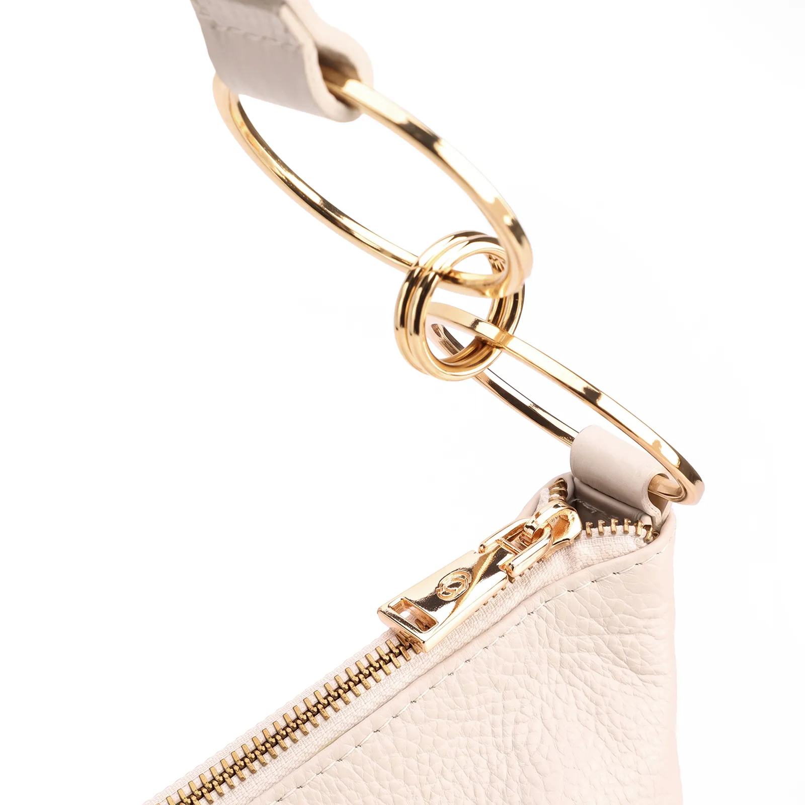 Bolsa Hobo Grande Couro Antique Off White Argolas Alça