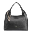 Bolsa Hobo Grande Couro Antique Preta Pingente Medalha - imagem 1