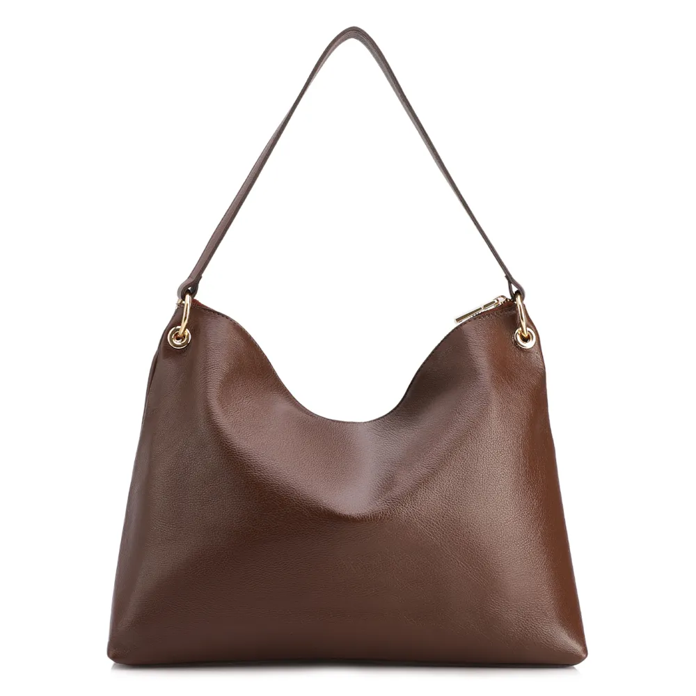 Bolsa Hobo Grande Couro Marrom Alça Larga - imagem 3