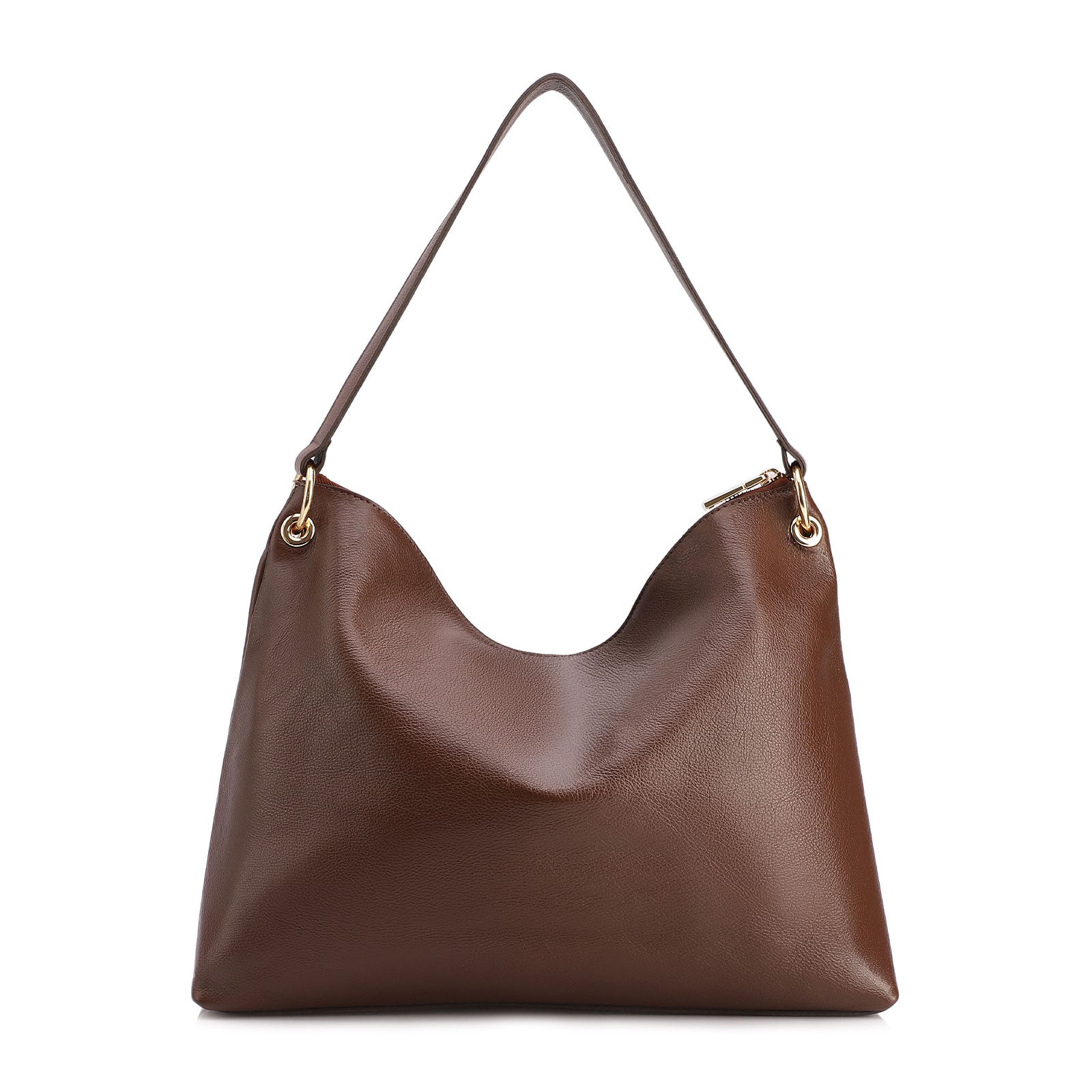Bolsa Hobo Grande Couro Marrom Alça Larga