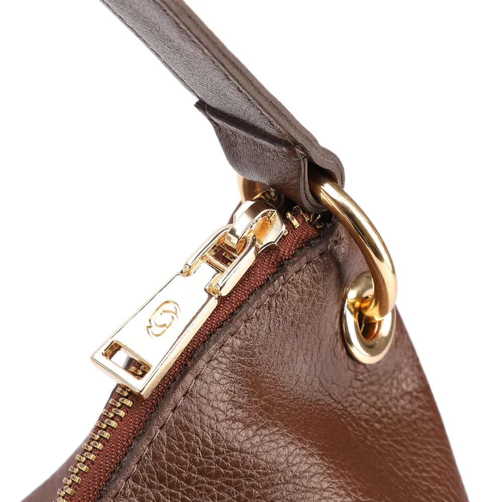 Bolsa Hobo Grande Couro Marrom Alça Larga - imagem 5