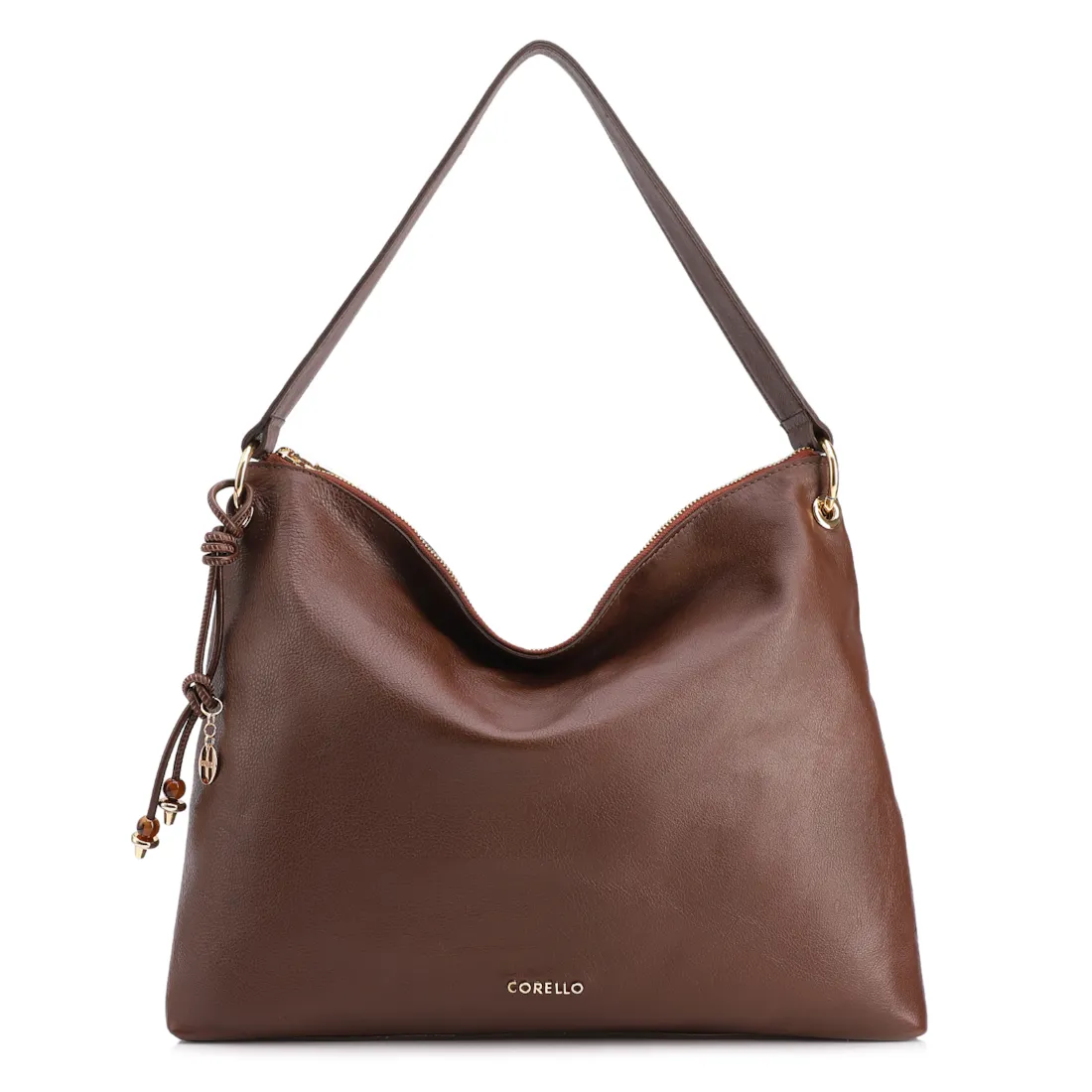 Bolsa Hobo Grande Couro Marrom Alça Larga