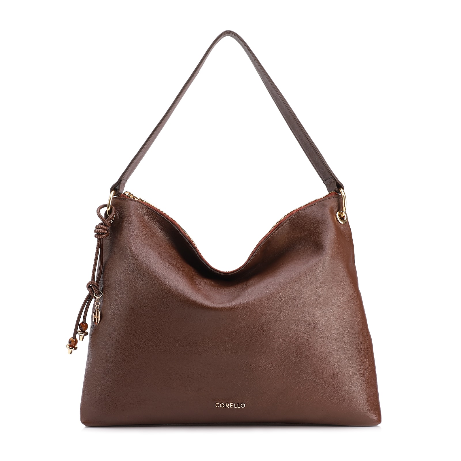 Bolsa Hobo Grande Couro Marrom Alça Larga
