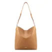 Bolsa Hobo Grande Couro Marrom Claro Alça Ráfia Lenço - imagem 1