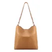 Bolsa Hobo Grande Couro Marrom Claro Alça Ráfia Lenço - imagem 3