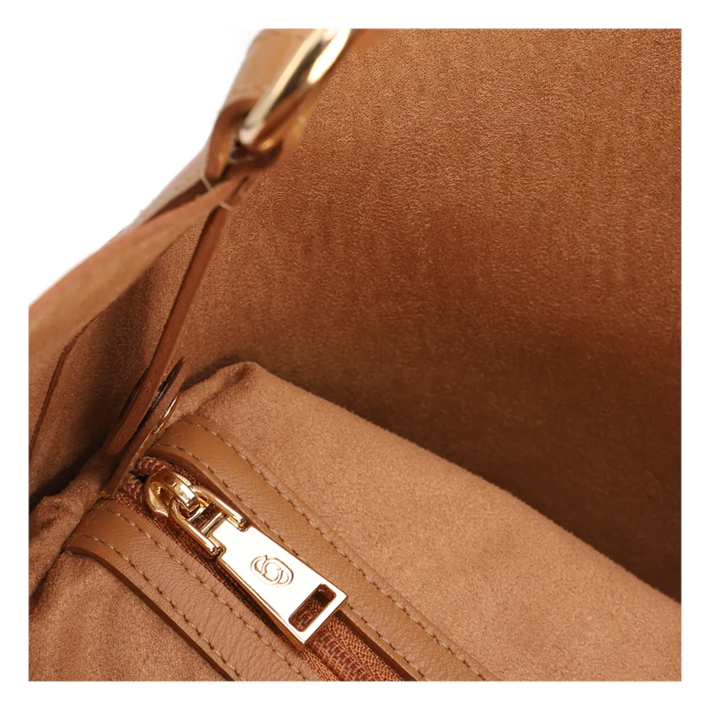 Bolsa Hobo Grande Couro Marrom Claro Alça Ráfia Lenço - imagem 5