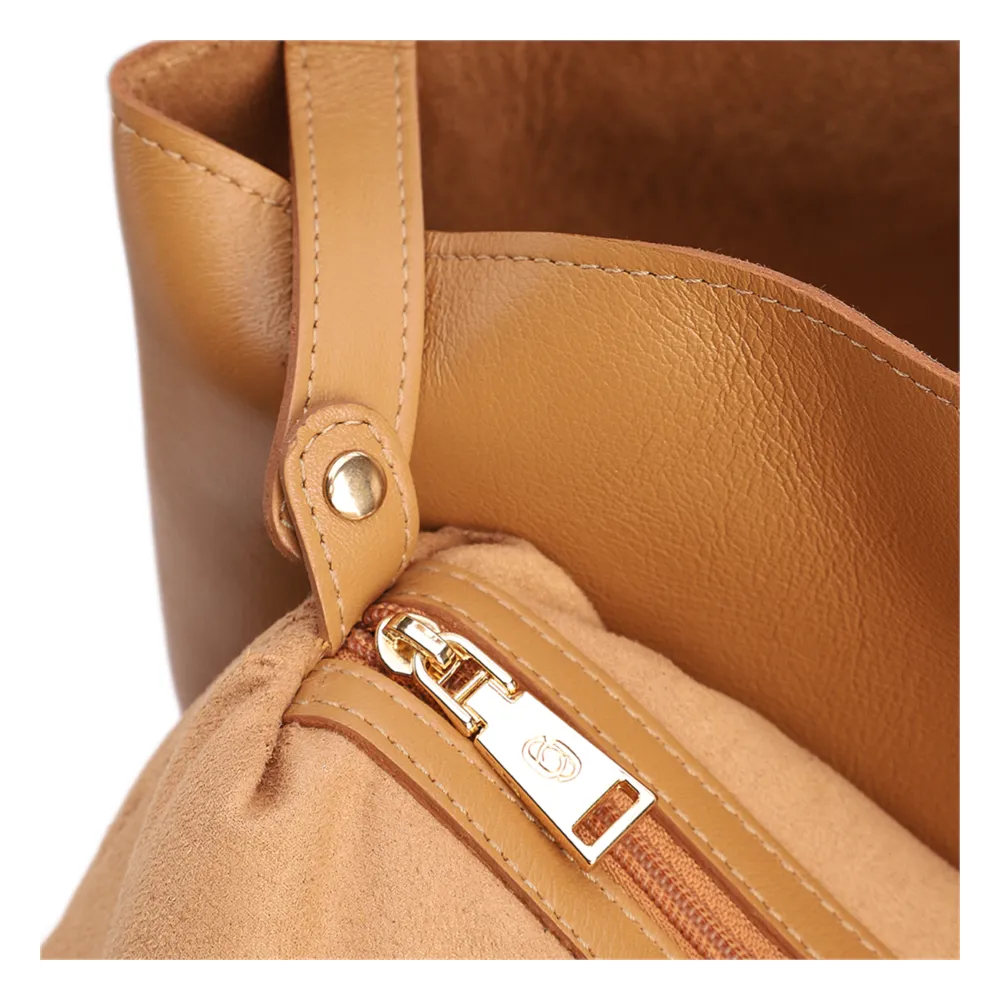 Bolsa Hobo Grande Couro Marrom Claro Alça Ráfia Lenço - imagem 7