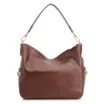 Bolsa Hobo Grande Couro Marrom Claro Pedras Laterais - imagem 4