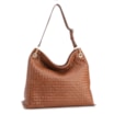 Bolsa Hobo Grande Couro Marrom Claro Tressê Argola - imagem 3