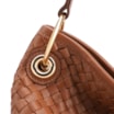 Bolsa Hobo Grande Couro Marrom Claro Tressê Argola - imagem 8