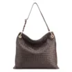 Bolsa Hobo Grande Couro Marrom Escuro Tressê Argola - imagem 1