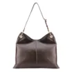 Bolsa Hobo Grande Couro Marrom Escuro Tressê Argola - imagem 4