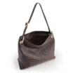 Bolsa Hobo Grande Couro Marrom Escuro Tressê Argola - imagem 5