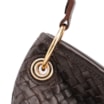 Bolsa Hobo Grande Couro Marrom Escuro Tressê Argola - imagem 8