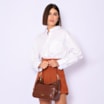 Bolsa Hobo Grande Couro Marrom Pedras Laterais - imagem 2