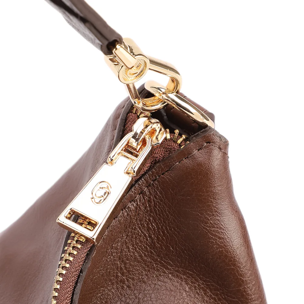 Bolsa Hobo Grande Couro Marrom Pedras Laterais - imagem 4