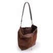 Bolsa Hobo Grande Couro Nobuck Floater /Couro Plume Marrom Perfuros - imagem 4