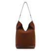 Bolsa Hobo Grande Couro Nobuck Floater /Couro Plume Marrom Perfuros - imagem 3